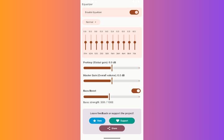 Audio Equalizer presets for music genres